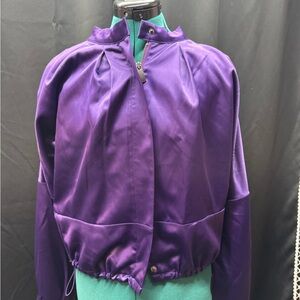 DKNYC Women's Shiny Violet Bomber Jacket